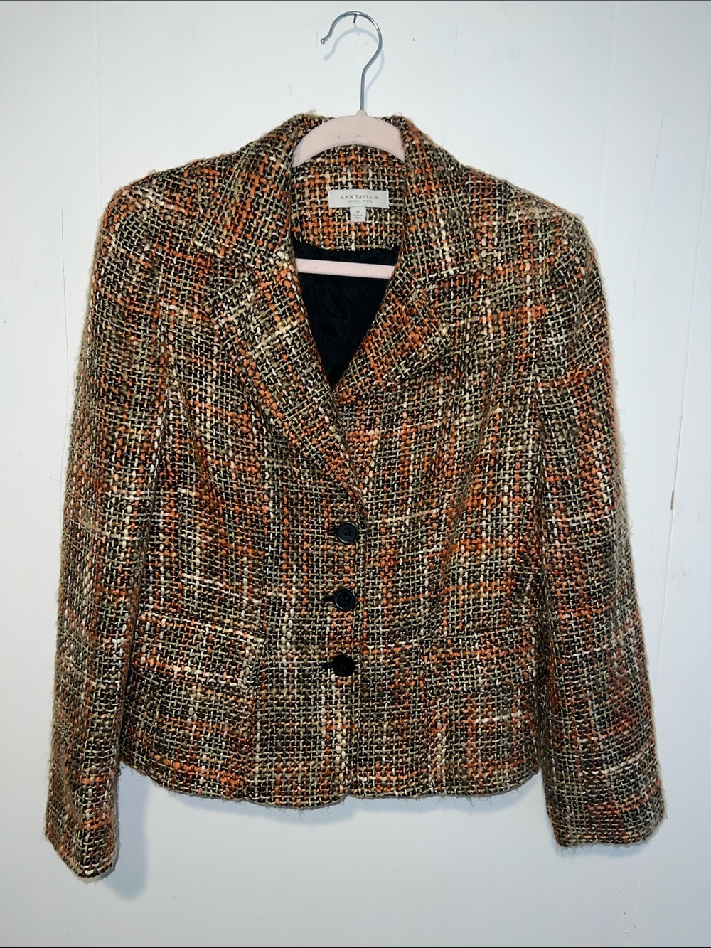 Ann Taylor Women's Tweed Blazer Jacket in Brown Multi Size 10 HU